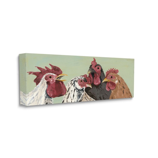 Stupell Industries Four Roosters Clucking Farm Birds Over Green