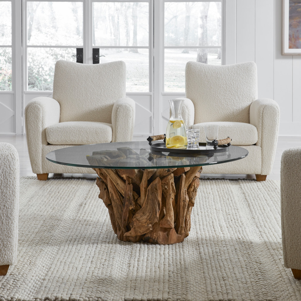 Uttermost Driftwood Glass Top Large Coffee Table   Rustic   Coffee Tables   by Modern Furniture LLC  Houzz