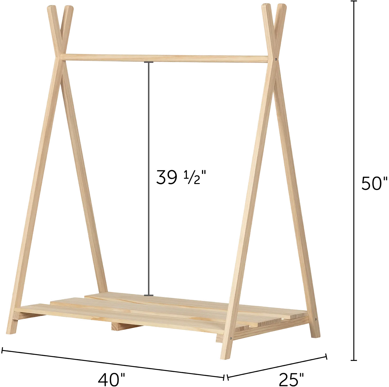 Sweedi Scandinavian Pine Clothes Rack for Kids - South Shore