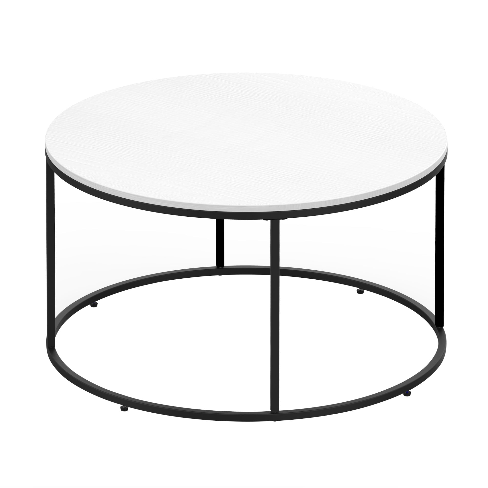 HomCom Metal Round Coffee Sofa Table Side with a Simply Chic Modern Design, Versatile Uses, & Easy Maintenance, White