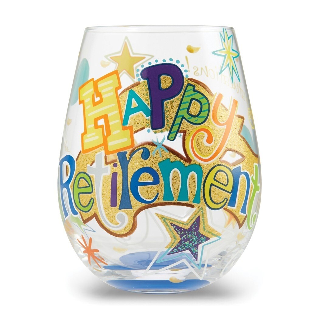 Curata Happy Retirement Hand-Painted Stemless Glass