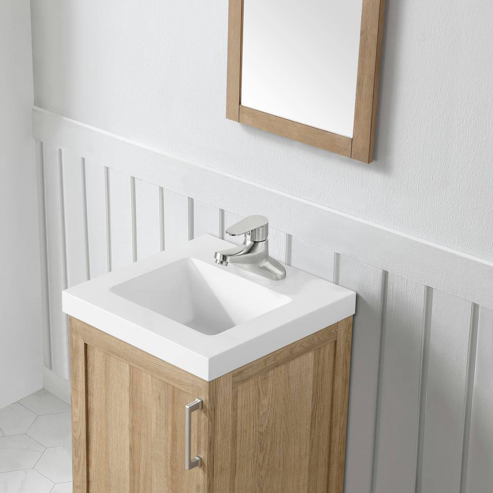 Glacier Bay Tobana 18 in. W x 19 in. D x 34.50 in. H Bath Vanity in Weathered Tan with White Cultured Marble Top Tobana 18NO