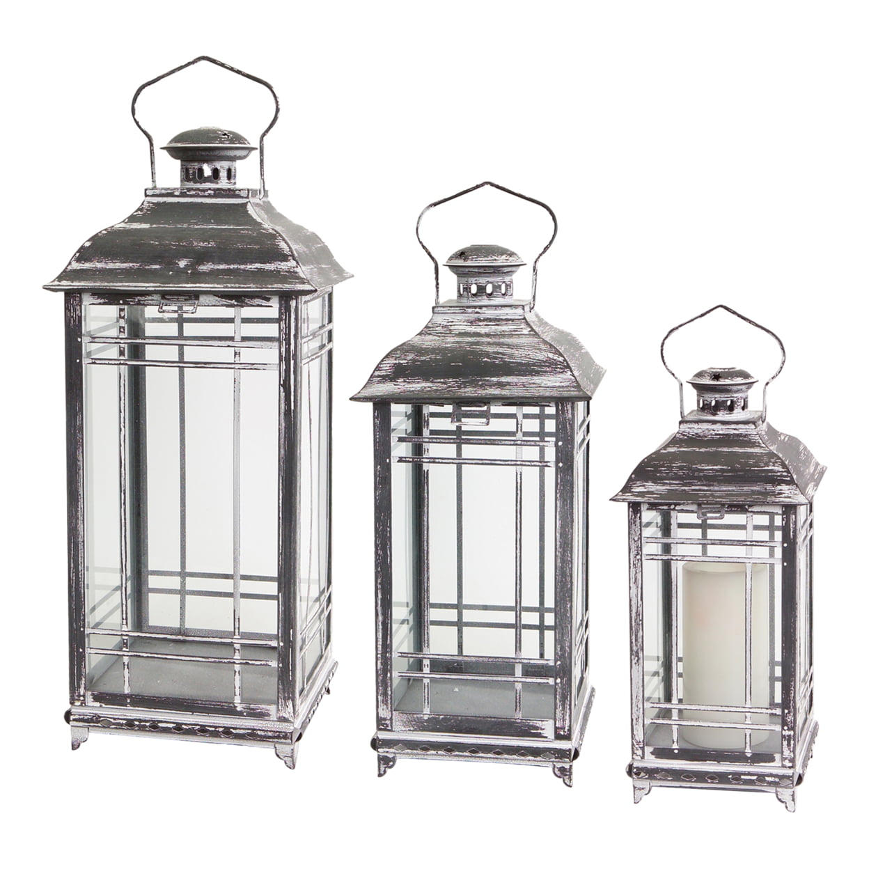 Melrose International Gray Lantern - Set of 3