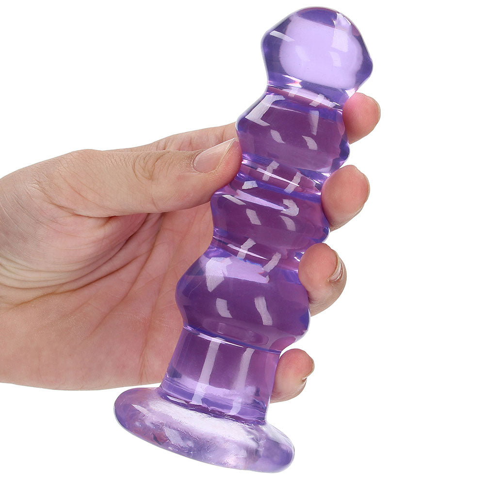 RealRock Crystal Clear Jelly 5.5 Inch Curvy Dildo in Purple