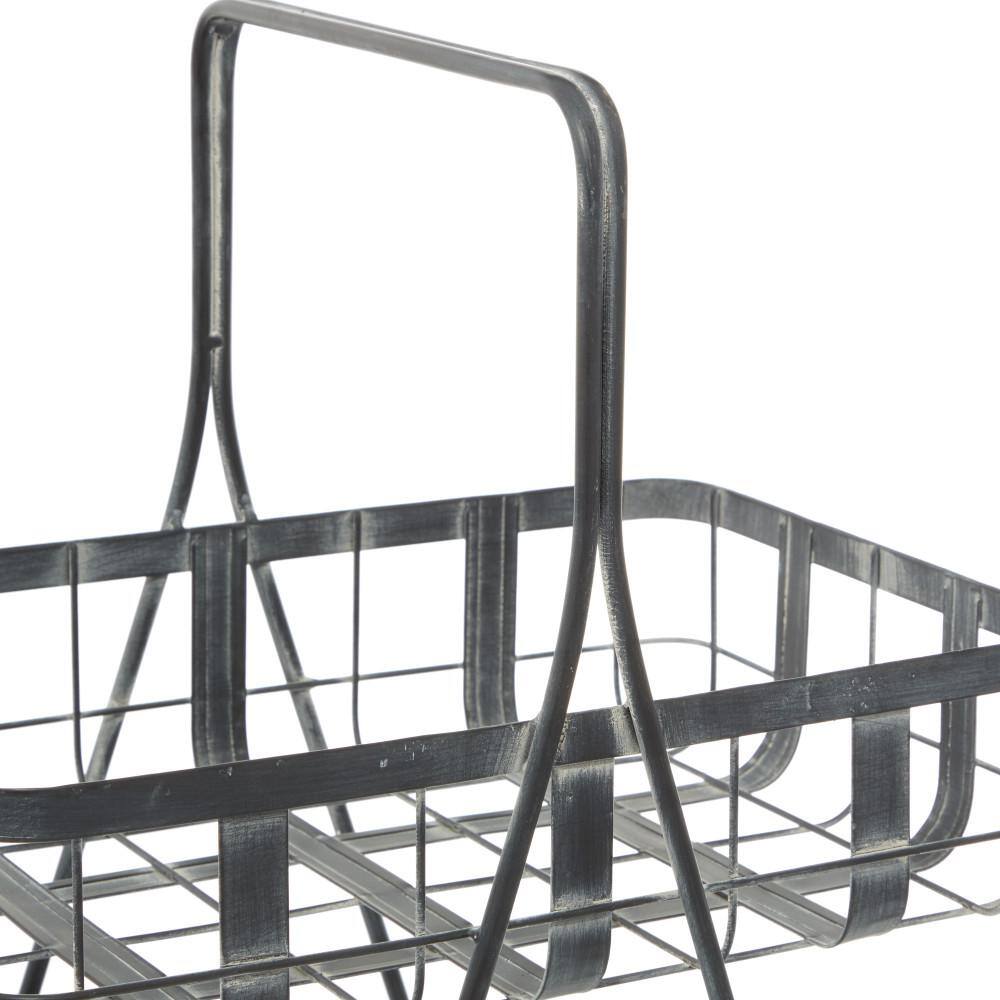 Litton Lane Grey Farmhouse Metal Storage Basket 23 in. x 18 in. x 11 in. 92193