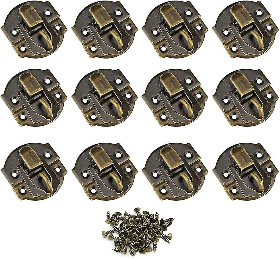 12 Pieces Antique Hasps Boxes Lock Latches Iron Small Drawer Latch Antique Hasps Vintage Box Lock Hasps Vintage Hasps With Screws Antique Brass Latch