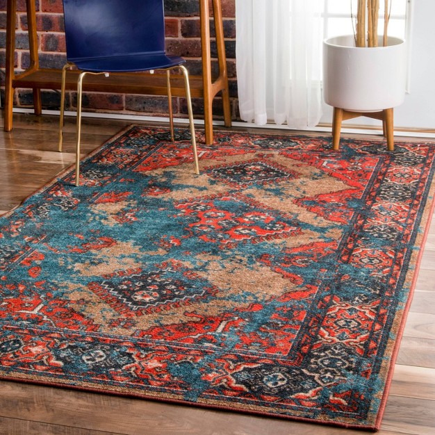 3 x27 x5 x27 Distressed Geometric Lavonna Area Rug Nuloom