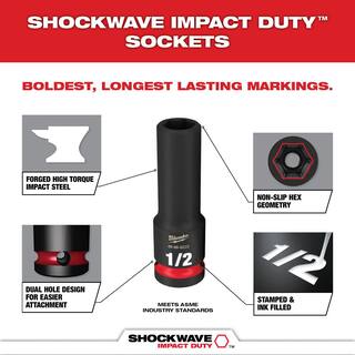 MW Shockwave 14 in. 38 in. Drive Deep Well ImpactChrome Ratchet Socket Set with Packout (132-Piece) 49-66-7006-49-66-7003-48-22-9486