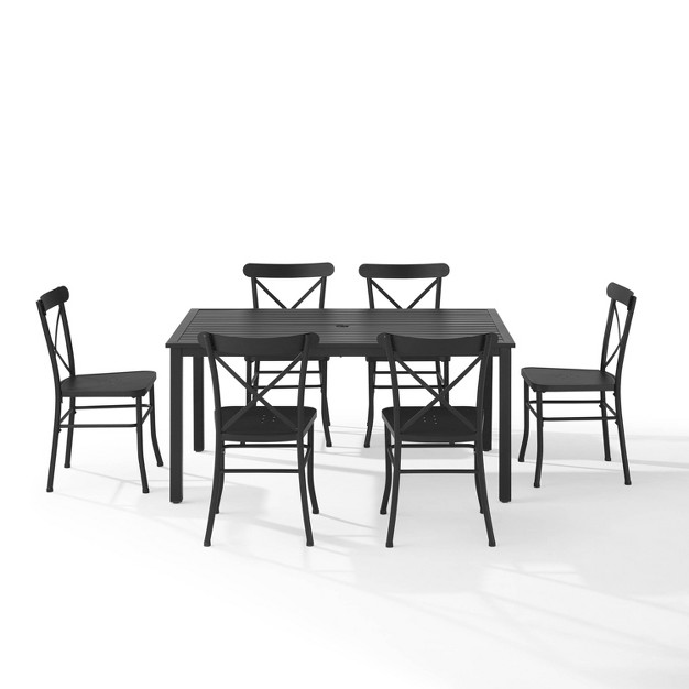 Astrid 7pc Outdoor Metal Dining Set Matte Black Crosley