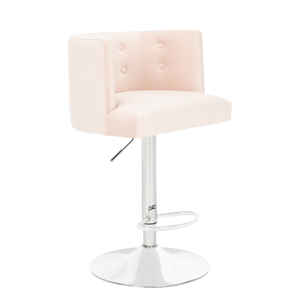 SAFAVIEH Couture Zayna Velvet/ Chrome Adjustable Bar Stool   21.3\