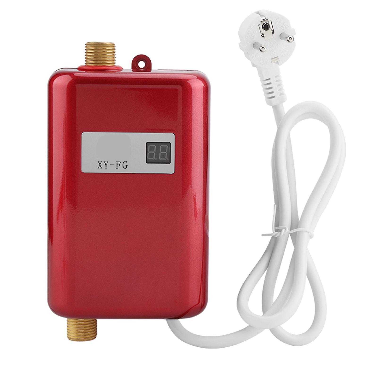 220v 3800w Mini Electric Tankless Instant Hot Water Heater Bathroom Kitchen Washing Eu Plug Red