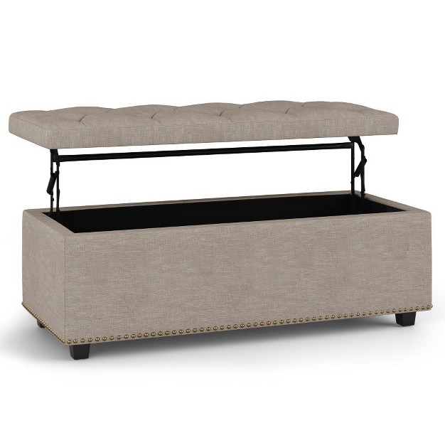 Simplihome Vegan Leather Lift Top Storage Ottoman Hamilton