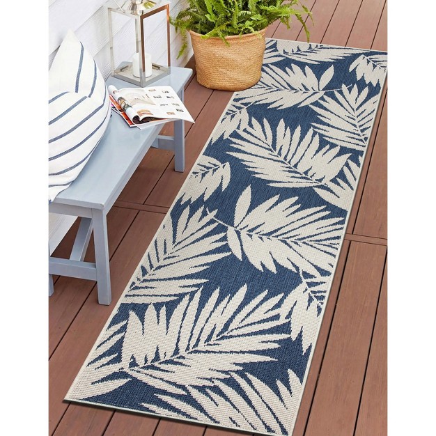 World Rug Gallery Contemporary Floral Leaves Nature Inspired Reversible Indoor outdoor Area Rug