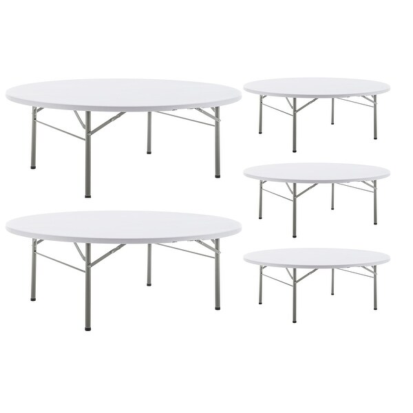 White 5 Ft 60inch Round Plastic Folding Table For Dining Wedding Party Events Kitchen，Set of 5