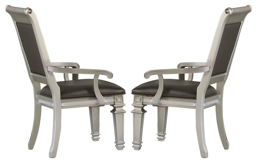 Begonia Hollywood Glam 2 Dining Chair  Silver Leatherette   Traditional   Dining Chairs   by AMOC  Houzz