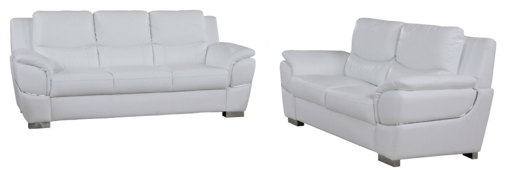 HomeRoots 69  x27 x27X 34  x27 x27X 35  x27 x27Modern White Leather Sofa And Loveseat   Contemporary   Living Room Furniture Sets   by UStradeENT LLC  Houzz