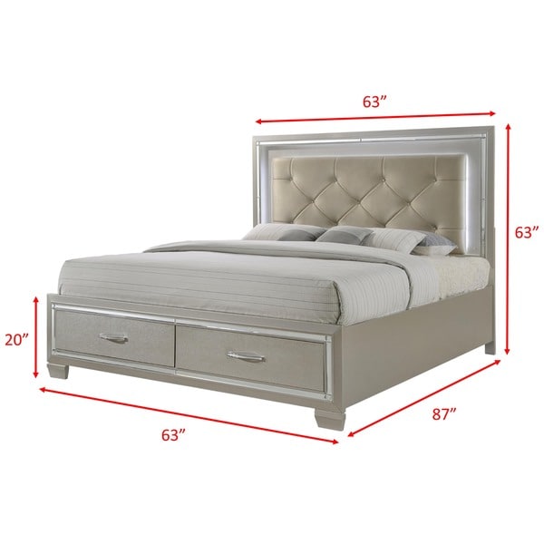 Silver Orchid Odette Glamour Queen Platform Storage 6-piece Bedroom Set - - 22751287