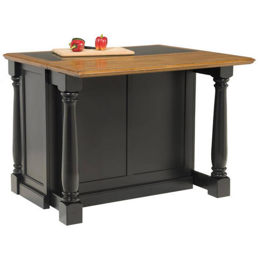 HOMESTYLES Monarch Black and Oak Kitchen Island with Granite Top 5009-94