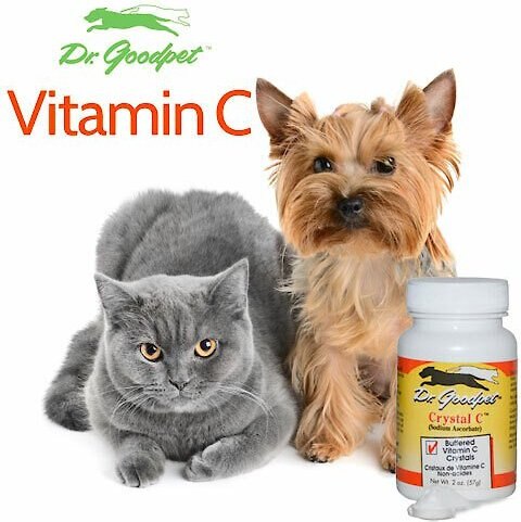 Dr. Goodpet Crystal C Buffered Vitamin C Crystals Dog and Cat Supplement， 2-oz jar