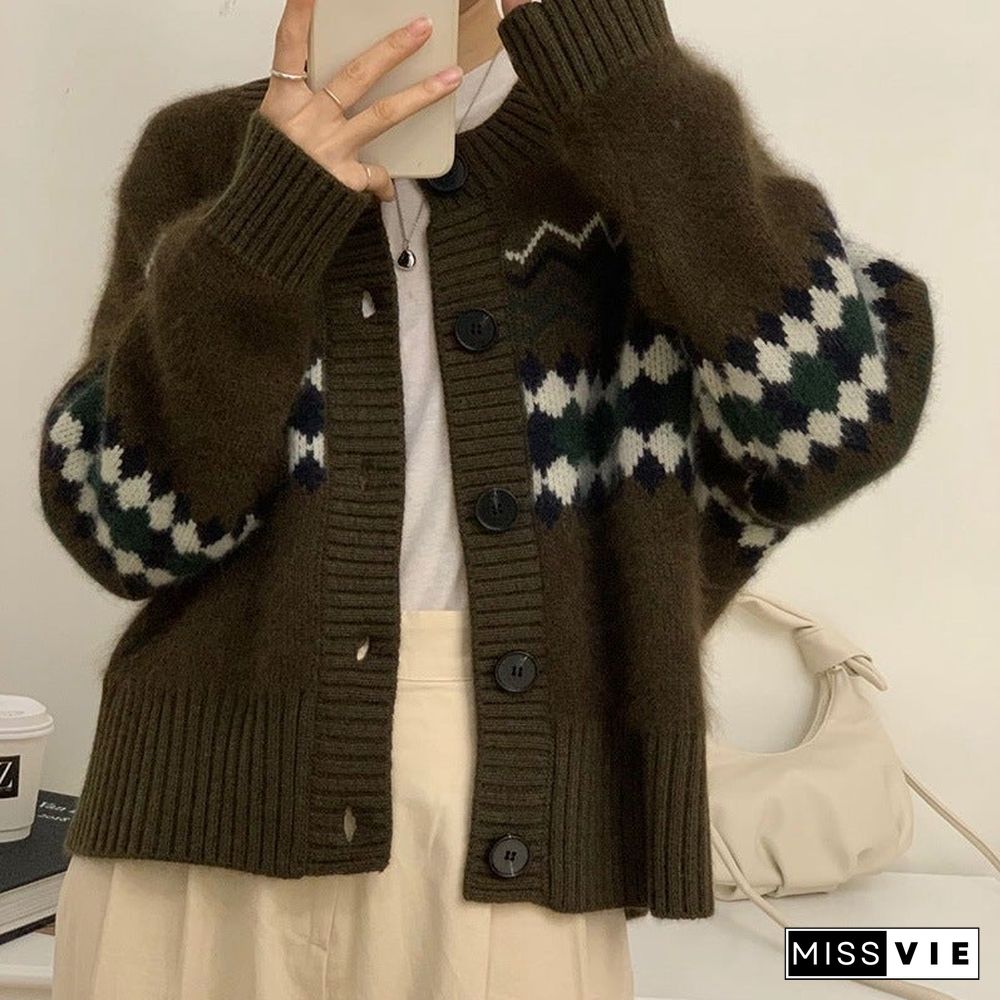 New Knitted Cardigan Short Jacket Blouse Ladies Loose