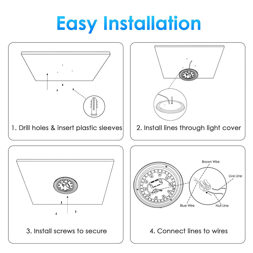 Yescom 24w 16in Dia Flush Mount LED Ceiling Light Fixture