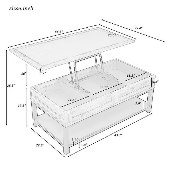 Merax Lift Top Coffee Table with Inner Storage Space and Shelf