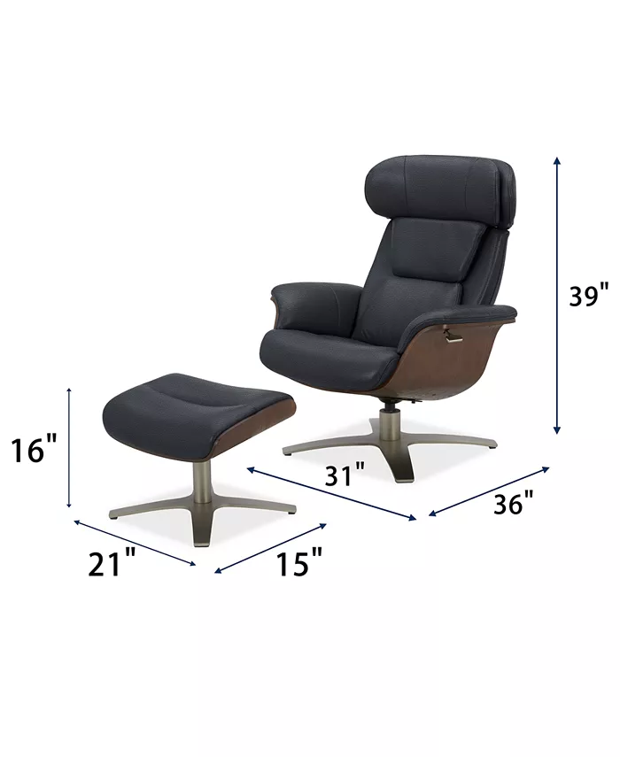 Furniture Janer Leather Swivel Chair and Ottoman Set