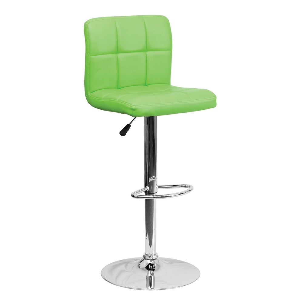 Offex Contemporary Green Quilted Vinyl Adjustable Height Bar Stool with Chrome Base [OF-DS-810-MOD-GRN-GG]