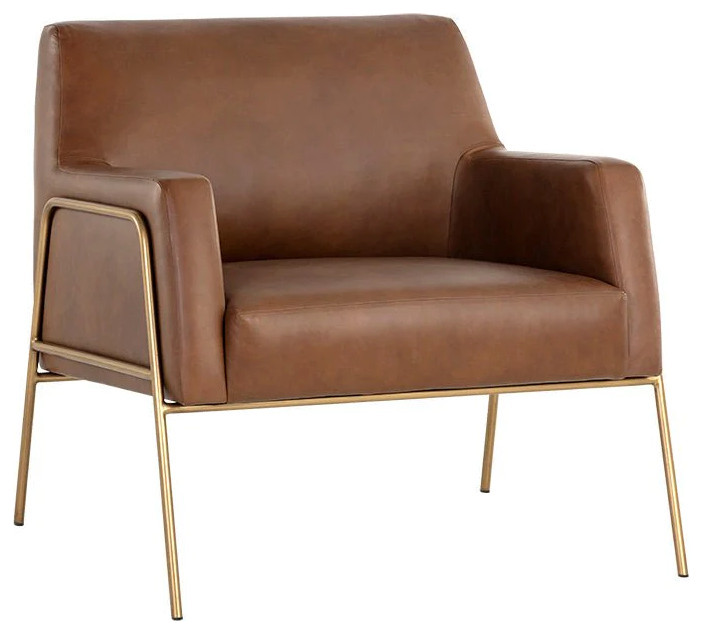 Usher Lounge Chair  Vintage Caramel Leather   Contemporary   Indoor Chaise Lounge Chairs   by Virgil Stanis Design  Houzz