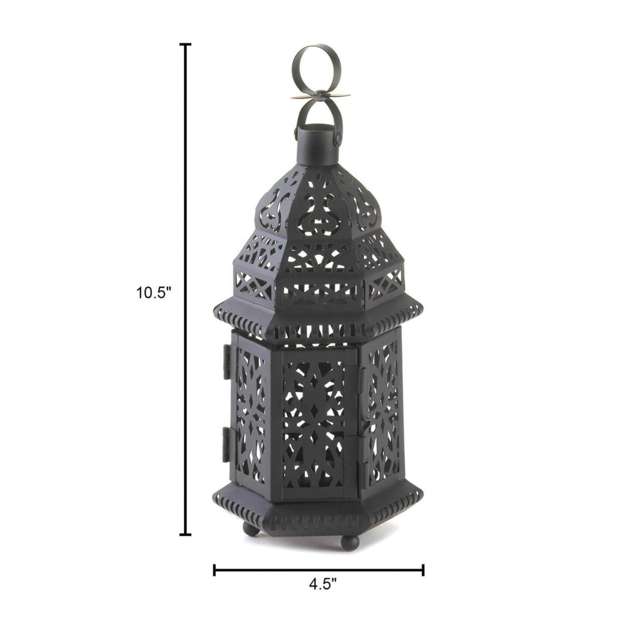 Home Decorative Black Iron Moroccan Candle Lantern - 10.5 inches