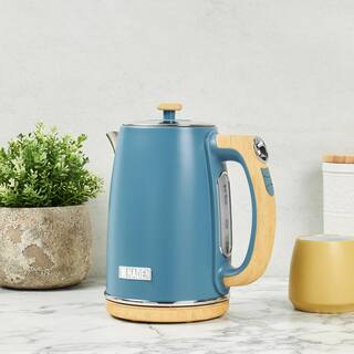 HADEN Dorchester 7-Cups Stone Blue Cordless Electric Kettle with LCD Display and Keep Warm Function 75047