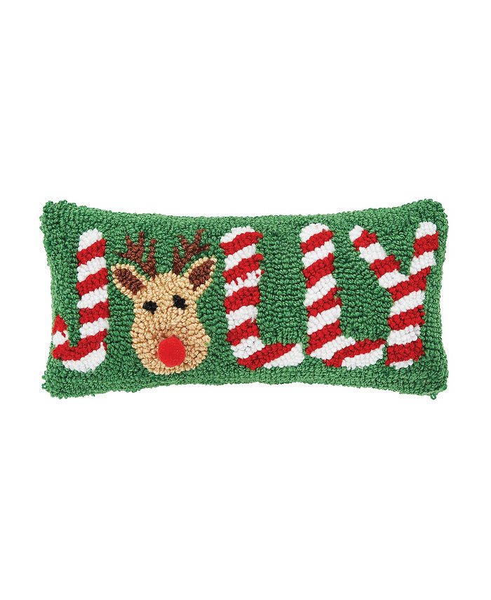 CandF Home Jolly Deer Hooked Throw Pillow