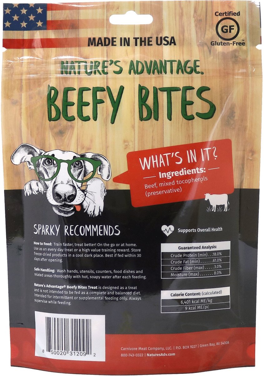 Nature's Advantage Grain-Free Beefy Bites Freeze-Dried Dog Treats， 5-oz bag