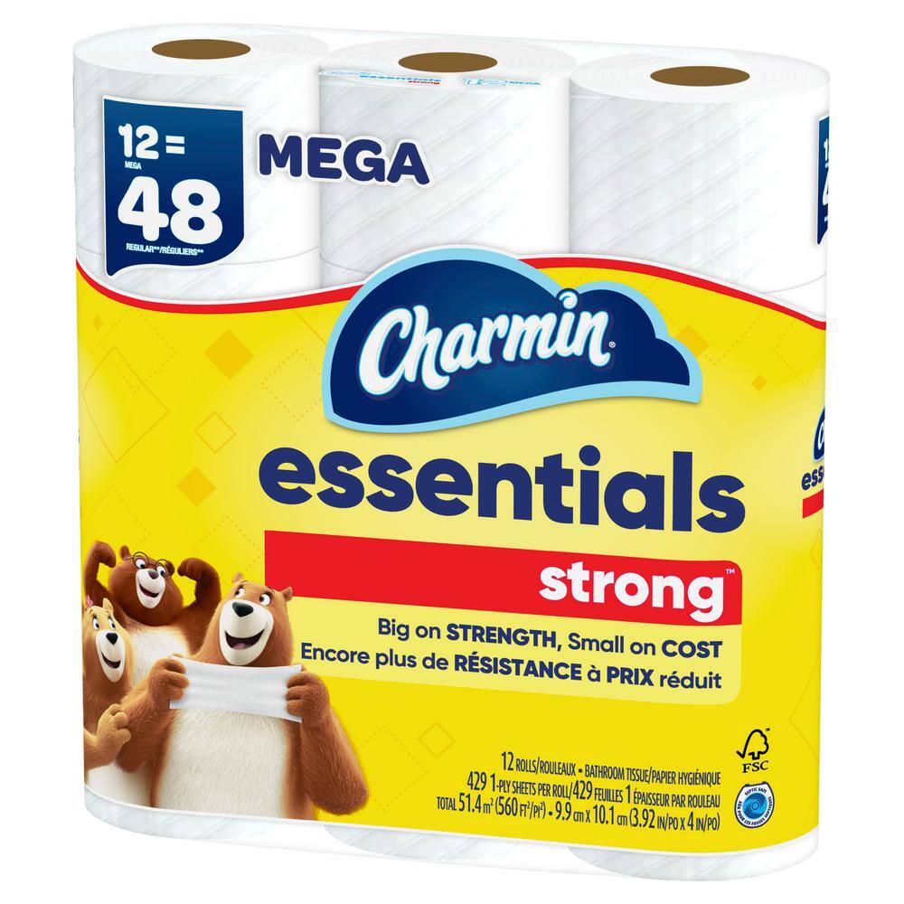 Charmin Essentials Strong Toilet Paper Rolls (12-Mega Rolls) 003077203156