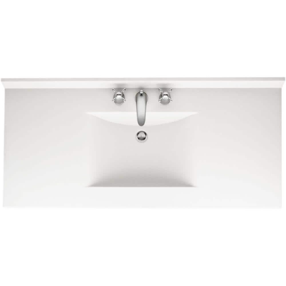 Swan Contour 43 in W x 22 in D Solid Surface Vanity Top with Sink in White