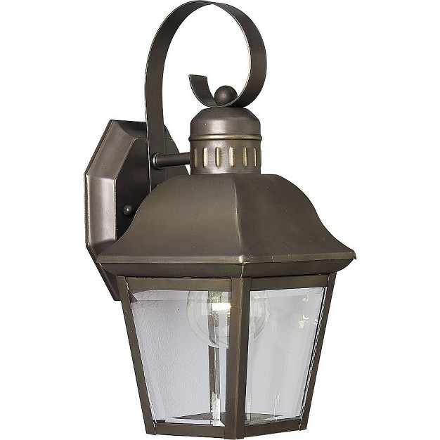 Progress Lighting Andover 1 light Small Wall Lantern In Antique Bronze With Beveled Glass Shade