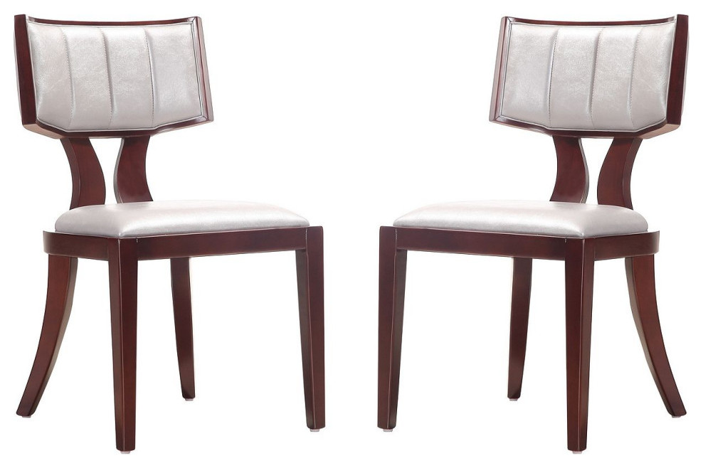 Pulitzer Dining Chair (Set of Two) in Pearl White and Walnut   Traditional   Dining Chairs   by PARMA HOME  Houzz