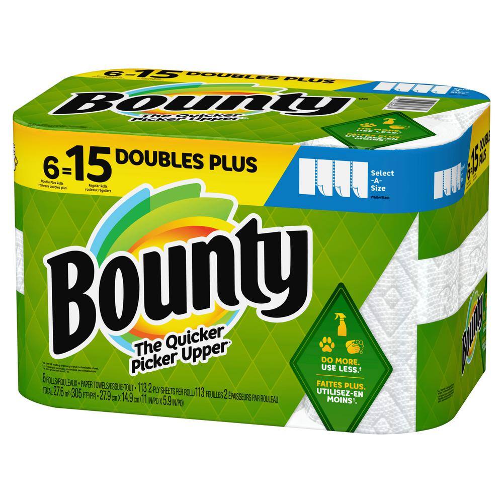 Bounty White Select-A-Size Paper Towel Roll (6 Double Plus Rolls) 003077206166