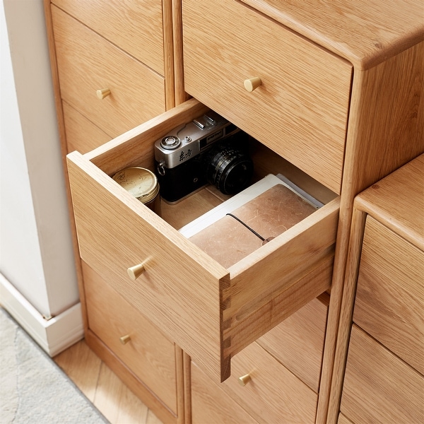 Solid Oak Bedside Table Storage Cabinet - - 37508584