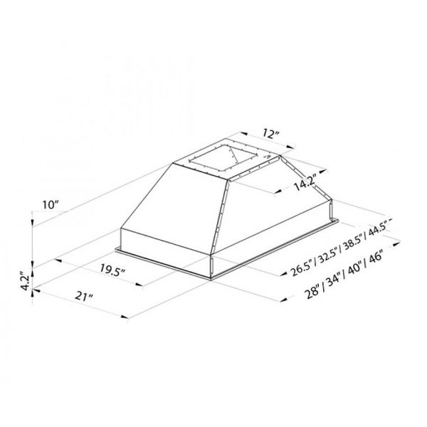 ZLINE Ducted Island Stainless Steel Mount Range Hood Insert