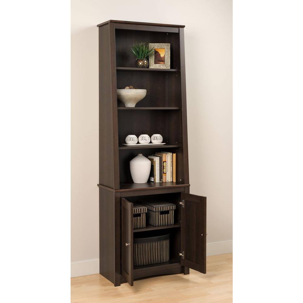 Prepac 80 in. Espresso Wood 4-shelf Standard Bookcase with Doors ESBH-0002-1