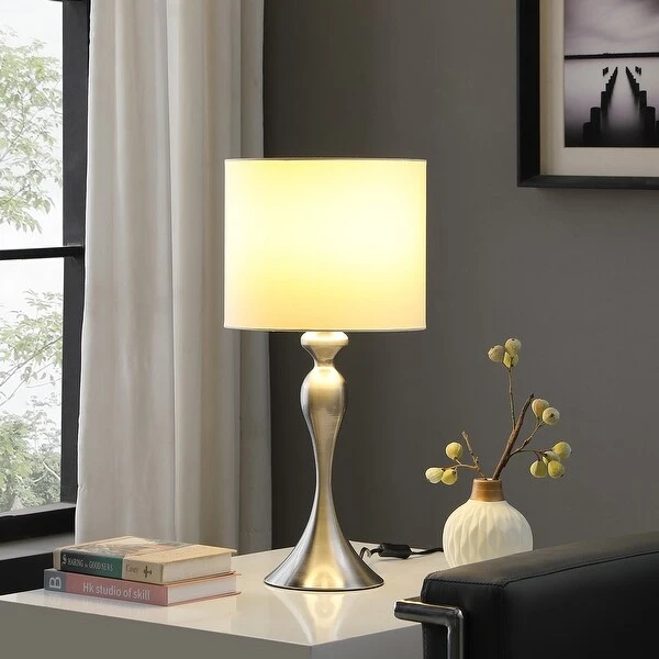 Bailey Brushed Silver Modern Candlestick Metal Table Lamp