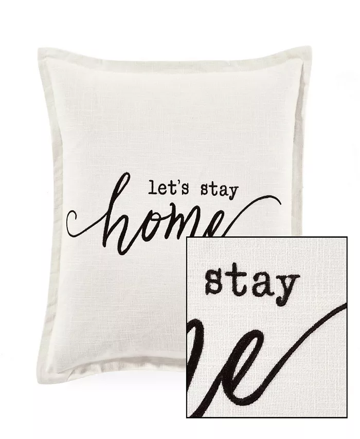 Lush Dandeacute;cor Lush Decor Let's Stay Home Script Decorative Single Pillow Cover， 20