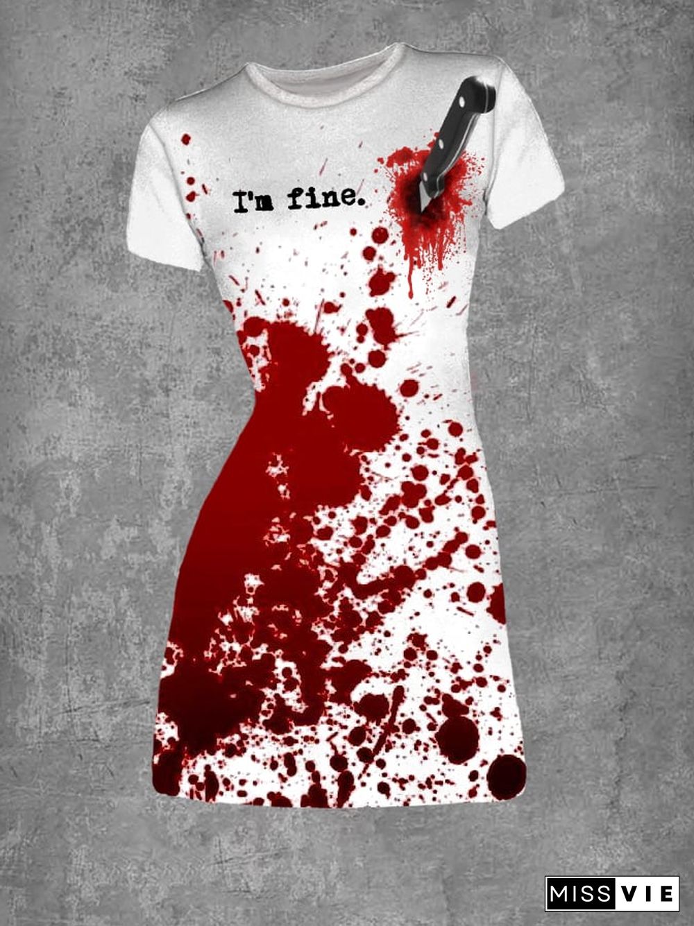 Women's Casual I'm Fine Print Short Sleeve Dress