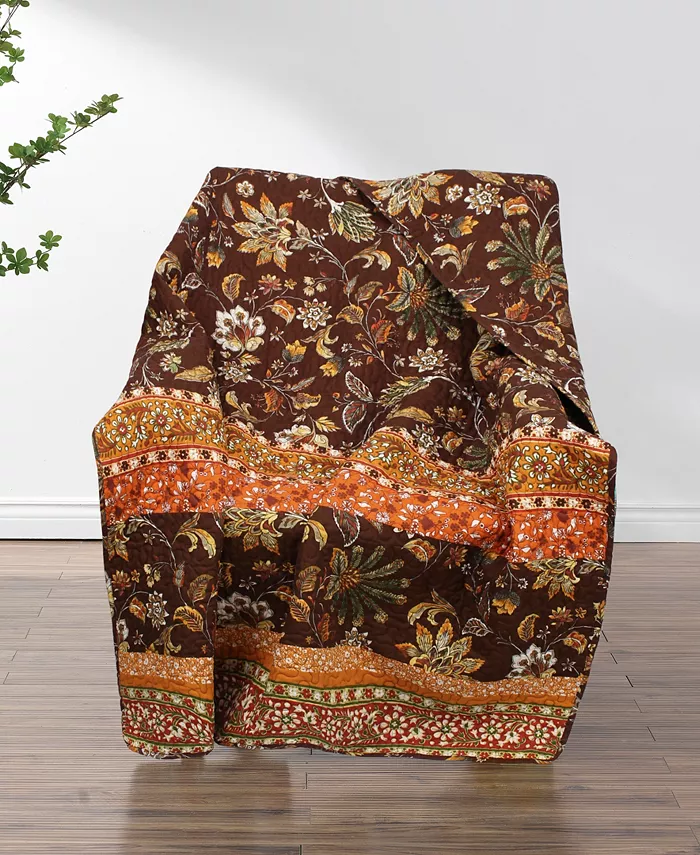 Greenland Home Fashions Audrey Tropical Floral Quilted Throw， 50x60