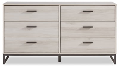 Signature Design by Ashley Socalle Modern Industrial 6 Drawer Dresser, Natural Beige