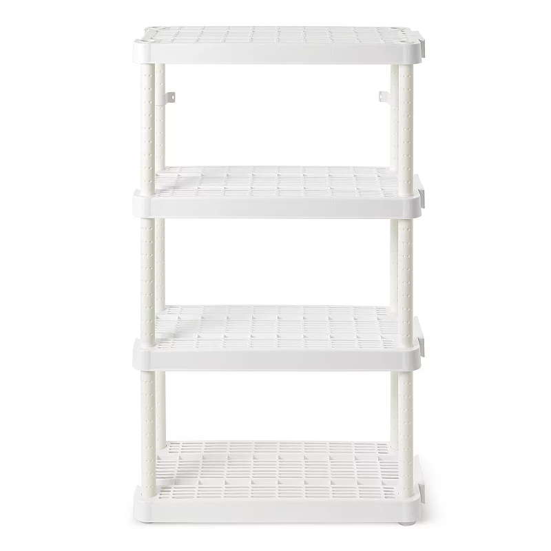 Gracious Living 4 Shelf Adjustable Ventilated Medium Duty Shelving Unit， White