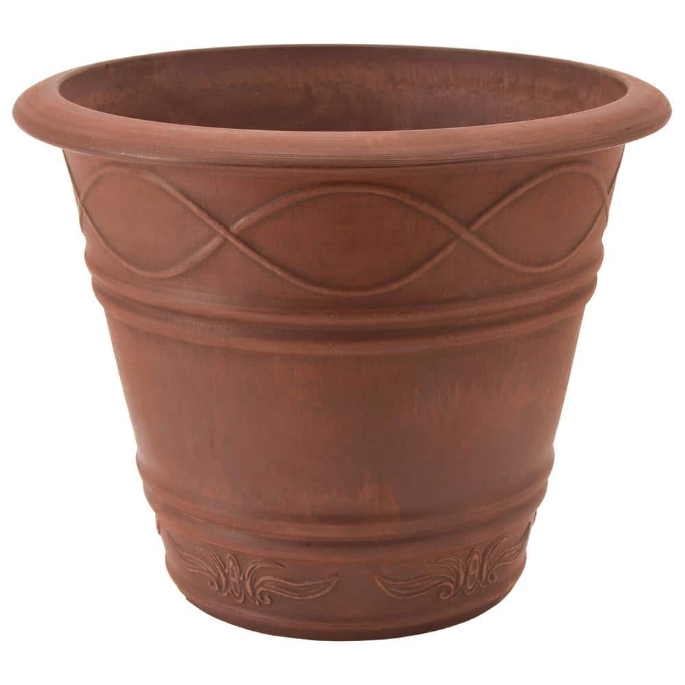 Arcadia Garden Products Western Weave 14-1/2 in. x 11 in. Terra Cotta Composite PSW Pot ME36TC