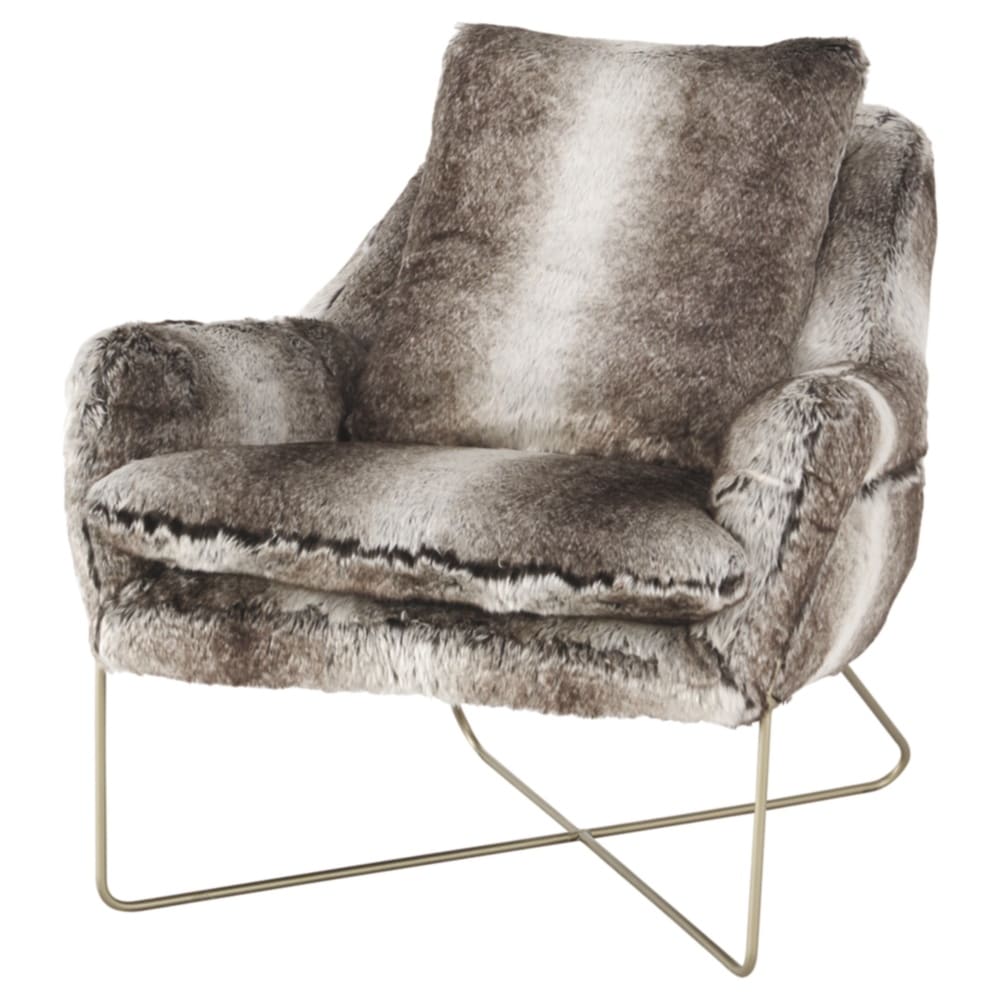 Wildau Contemporary Gray Faux Fur Accent Chair