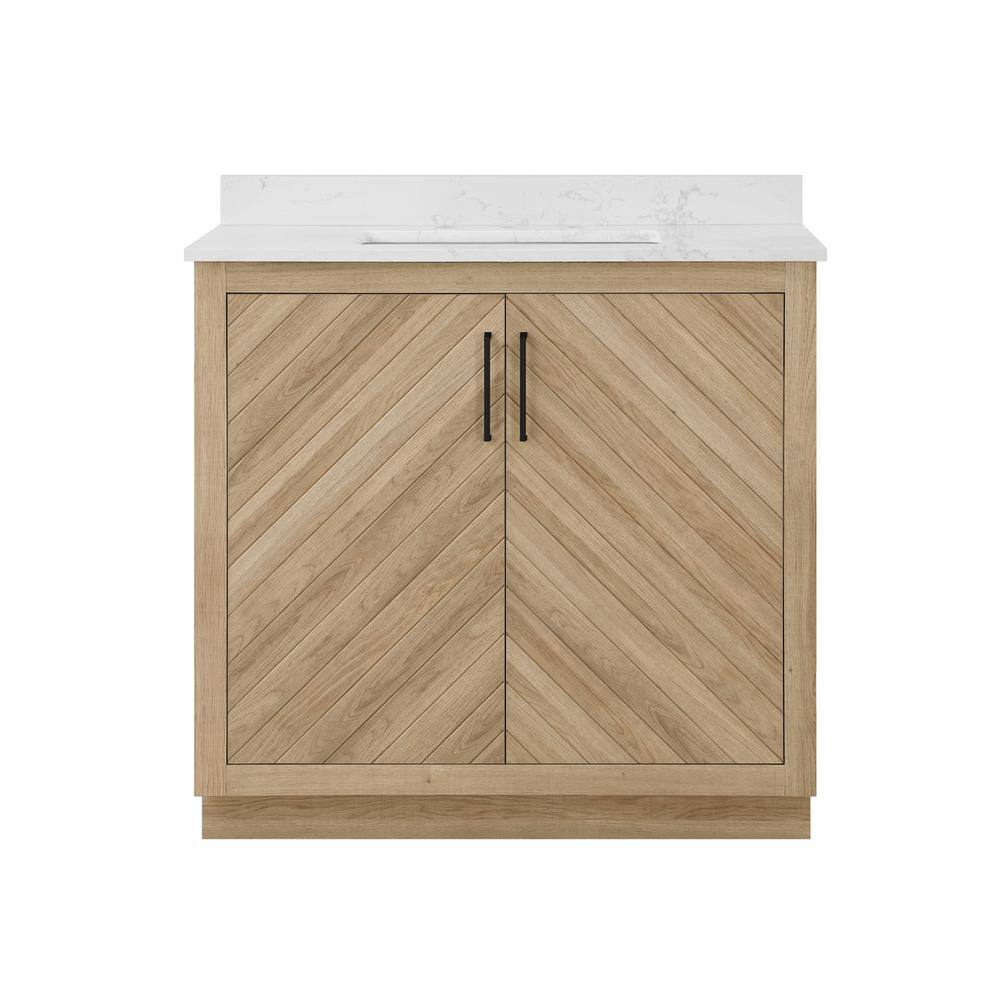 Glacier Bay Huckleberry 36 in. W x 19 in. D x 34.5 in. H Bath Vanity in Weathered Tan with White Cultured Marble Top Huckleberry36WT